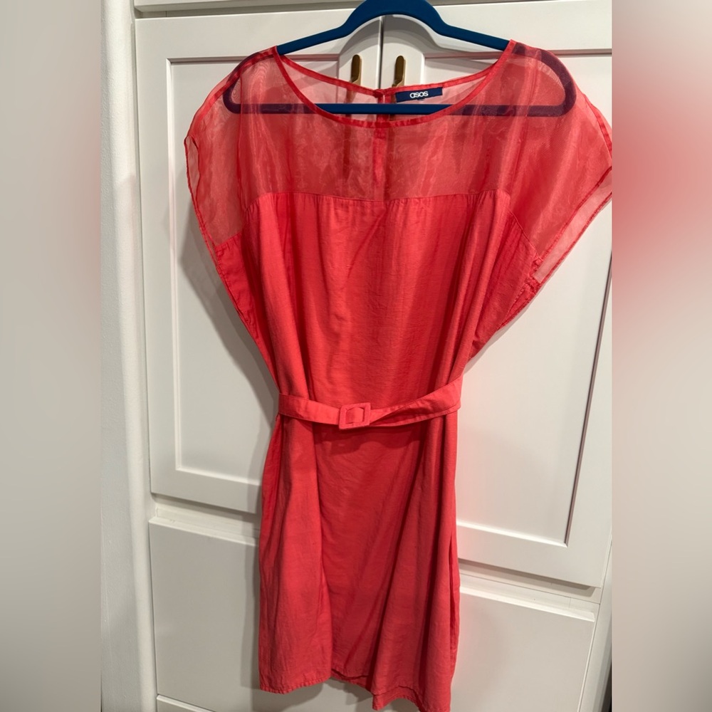 ASOS coral color dress size 20(22) w/ sheer above bust